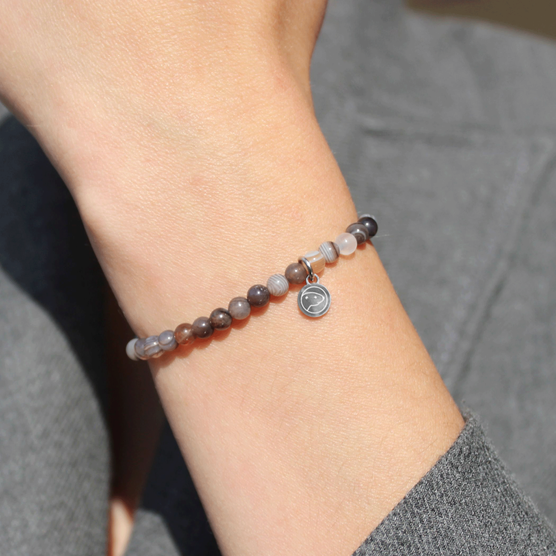 Botswana Agate Bracelet (Grade AAA, 4mm) Otter Spirit Natural