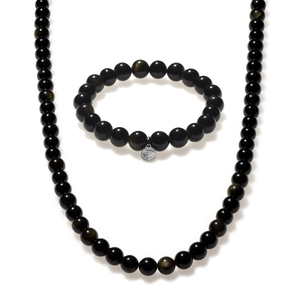 Golden obsidian beaded bracelet duo by Otter Spirit