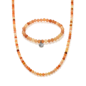 Orange aventurine beaded bracelet duo, mini size, by Otter Spirit