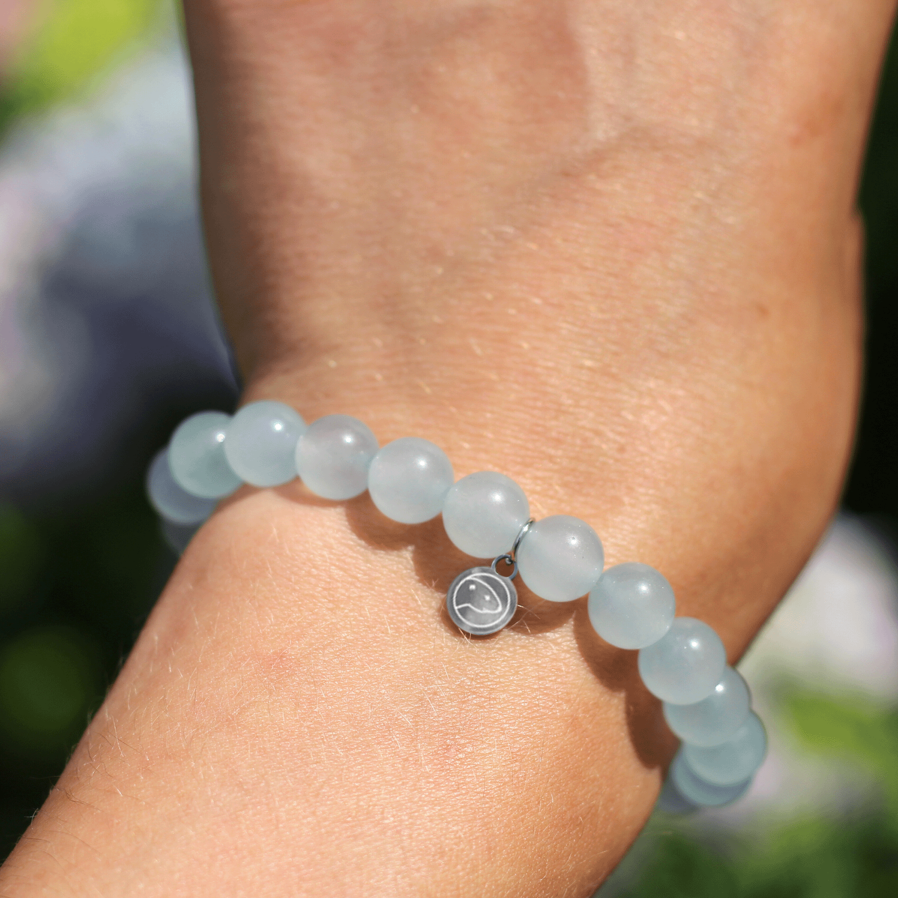 Skyblue Jade Bracelet (Grade AA, 8mm) Otter Spirit Natural