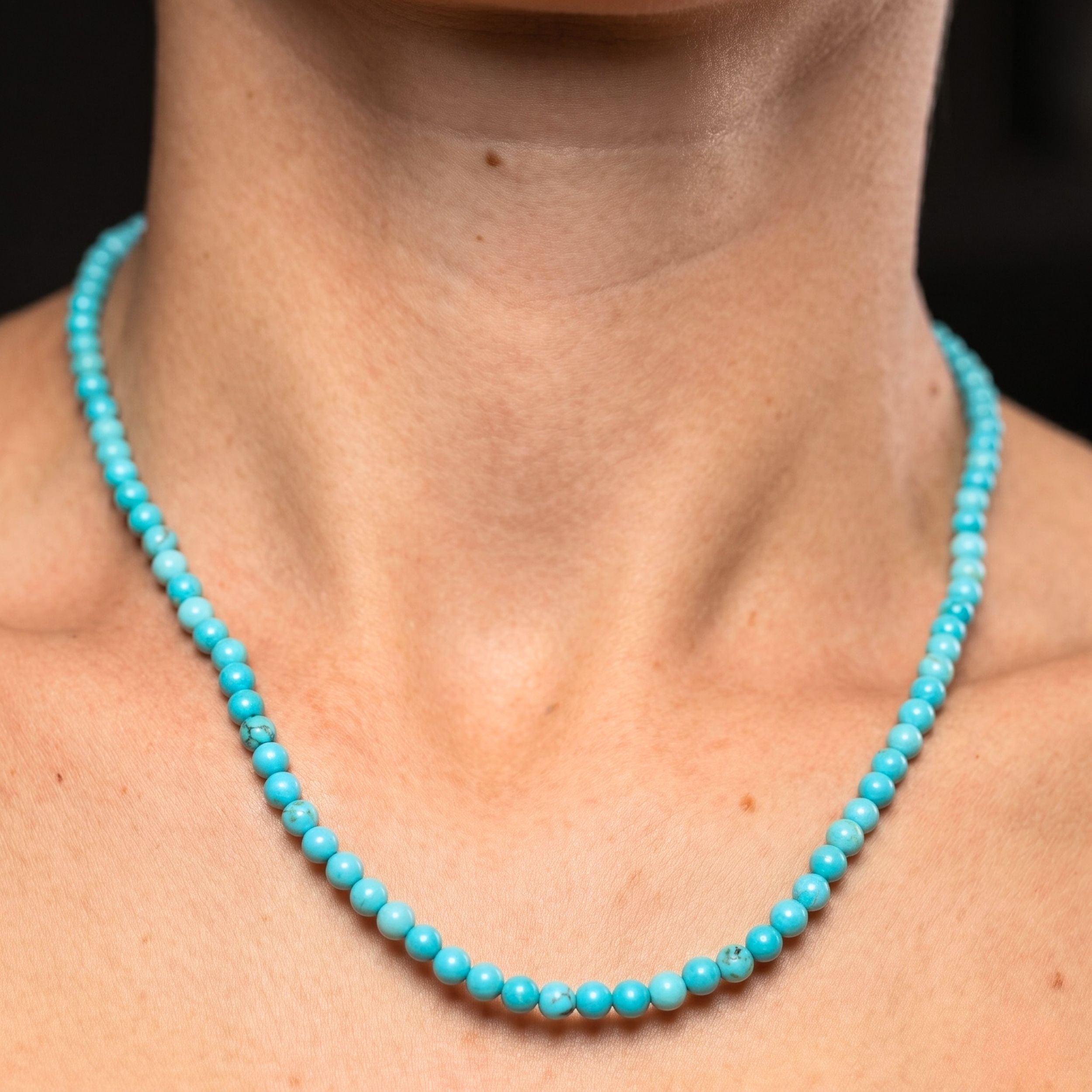 Turquoise Beaded Necklace Mini (Grade AA, 4mm) | Otter Spirit 