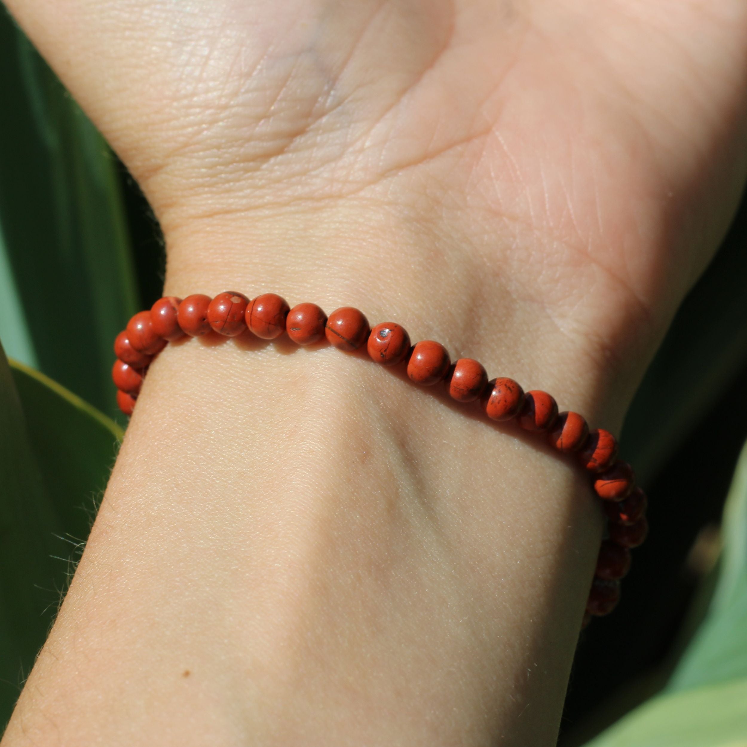 Red Jasper Bracelet (Genuine, 4mm) | Otter Spirit | Natural Gemstones