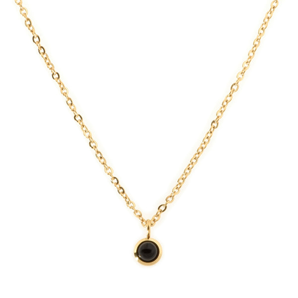 Obsidian Solitaire Gold Necklace