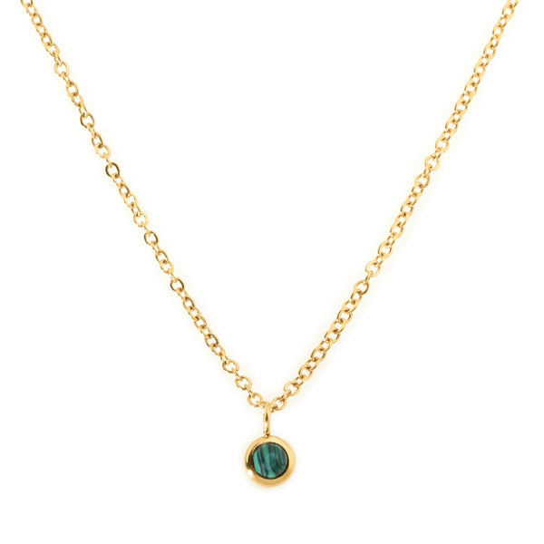 Malachite Solitaire Gold Necklace