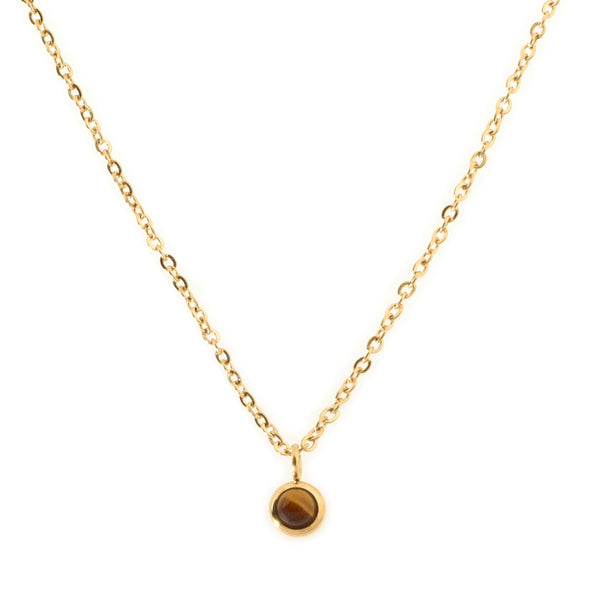 Tiger Eye Solitaire Gold Necklace