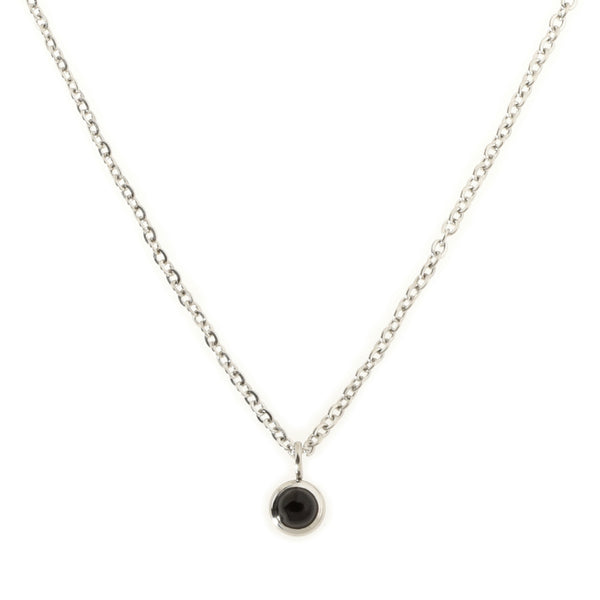 Obsidian Solitaire Silver Necklace