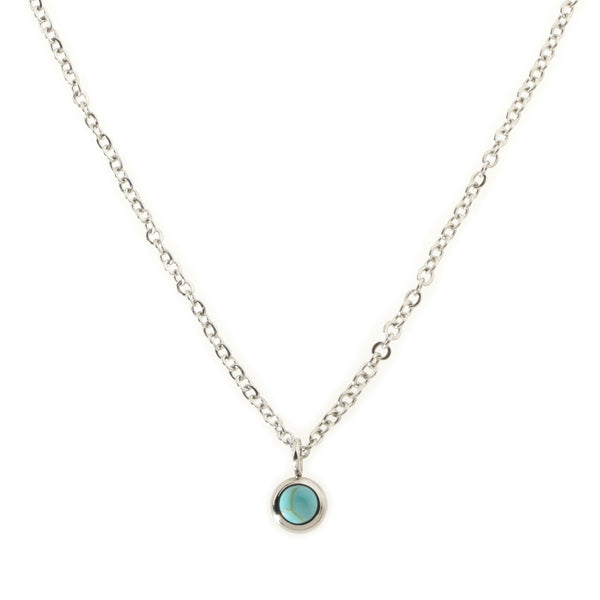 Turquoise Solitaire Silver Necklace