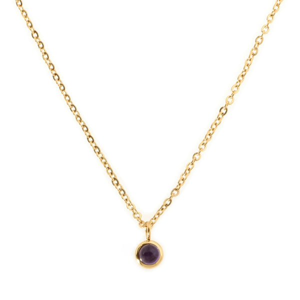 Amethyst Solitaire Gold Necklace