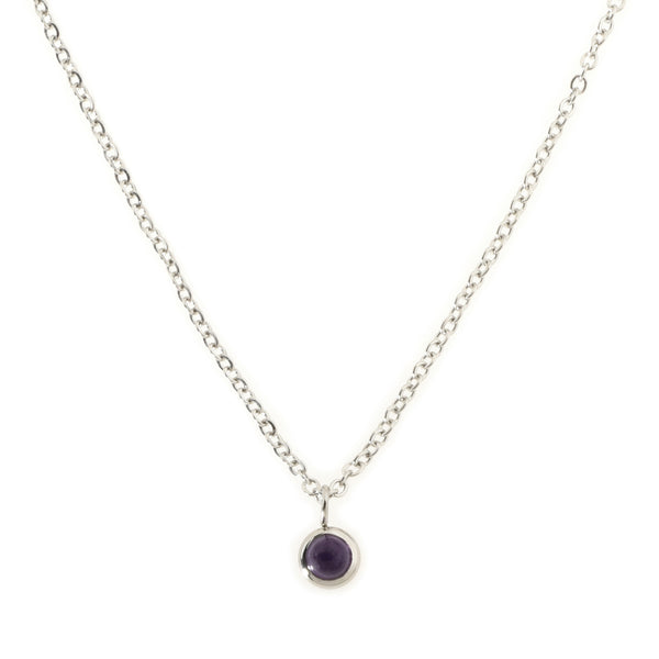 Amethyst Solitaire Silver Necklace