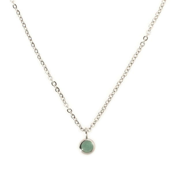 Aventurine Solitaire Silver Necklace