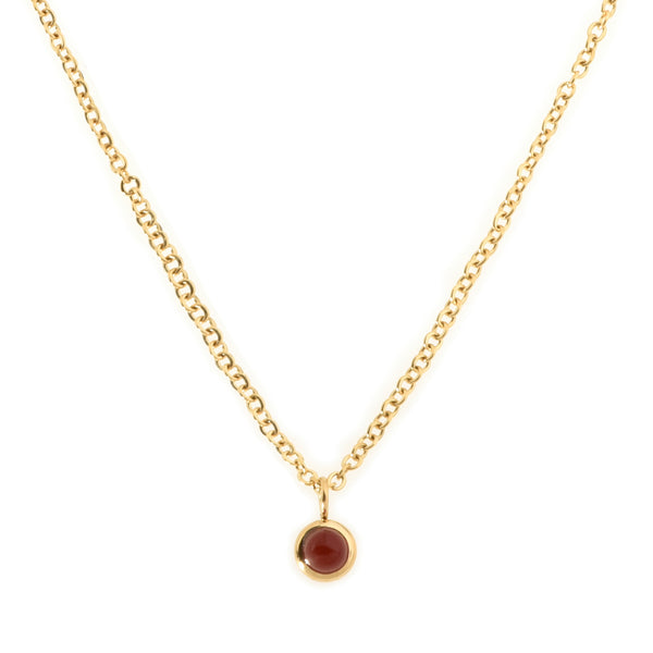 Carnelian Solitaire Gold Necklace