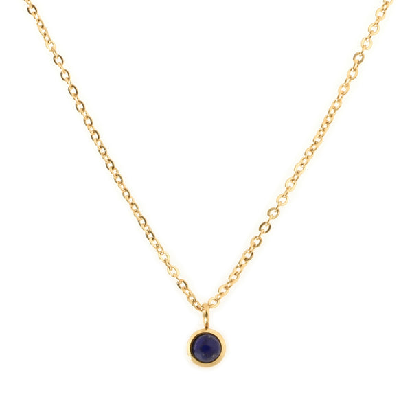 Lapis Lazuli Solitaire Gold Necklace