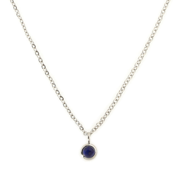 Lapis Lazuli Solitaire Silver Necklace