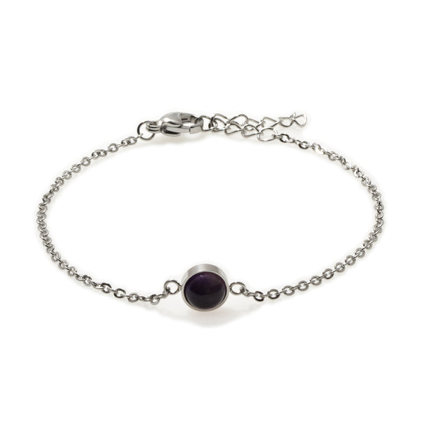 Amethyst Solitaire Silver Bracelet