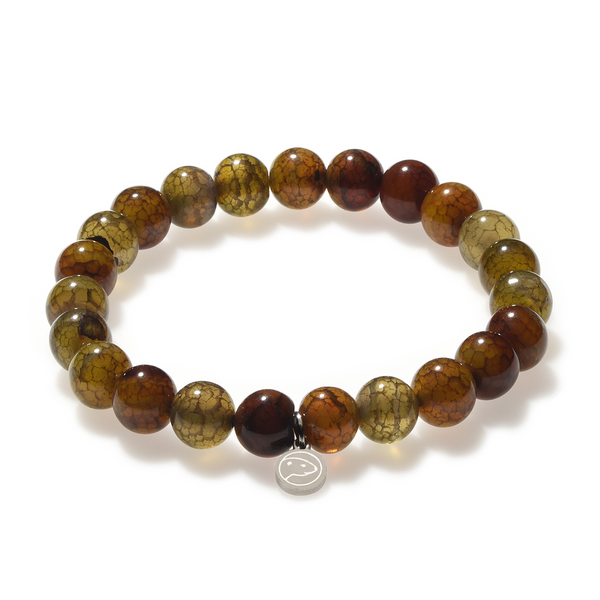 Brown Dragon Pattern Agate Bracelet