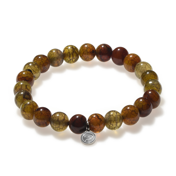 Brown Dragon Pattern Agate Bracelet