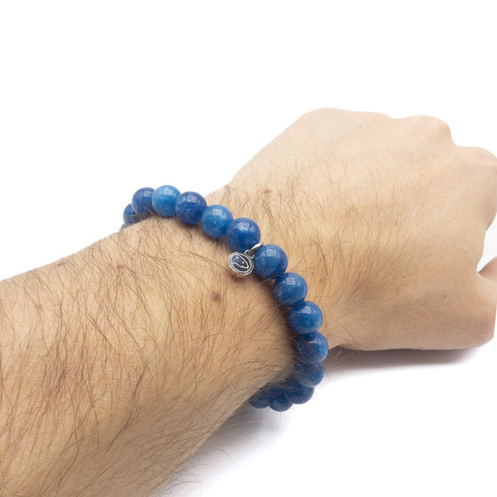 Blue Apatite Bracelet Men 8mm wrist