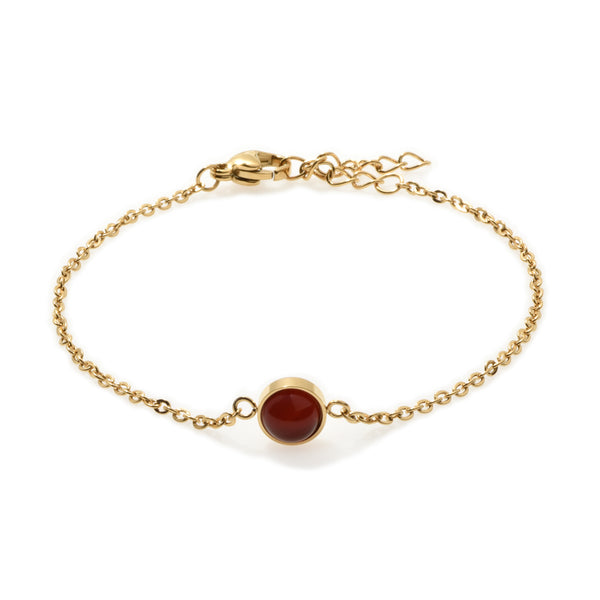 Carnelian Solitaire Gold Bracelet