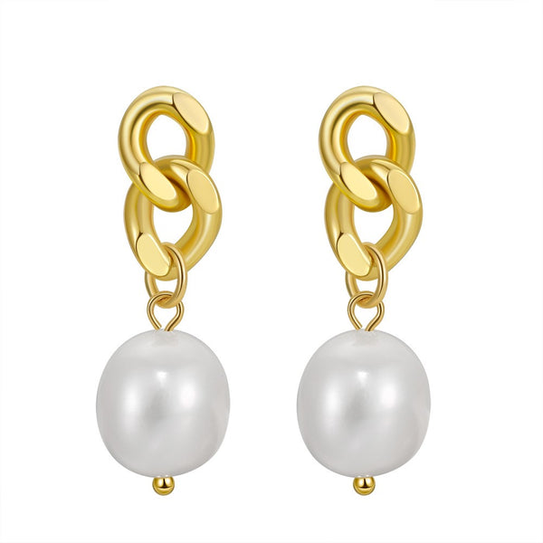 Ocean Chain Pearl Earrings