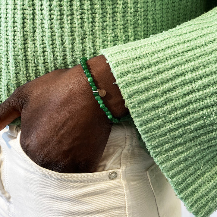 Green Jade Bracelet 4mm front pocket