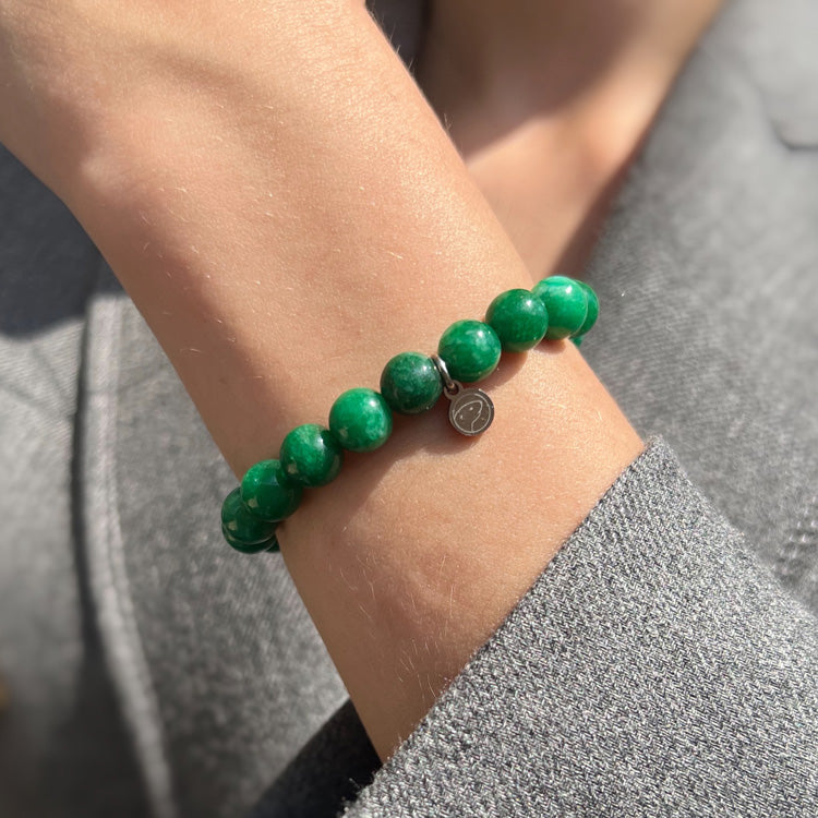 Amazon.com: Forziani 10mm Green Jade Beaded Bracelet for Men - Energy and  Clarity - High Quality Stretch Green Gemstone Beads Mens Bracelet -  Adjustable Size - Made in USA - Gift For Men : Handmade Products