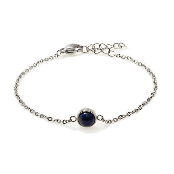 Lapis Lazuli Solitaire Silver Bracelet