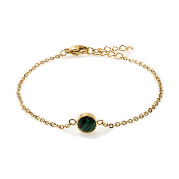 Malachite Solitaire Gold Bracelet