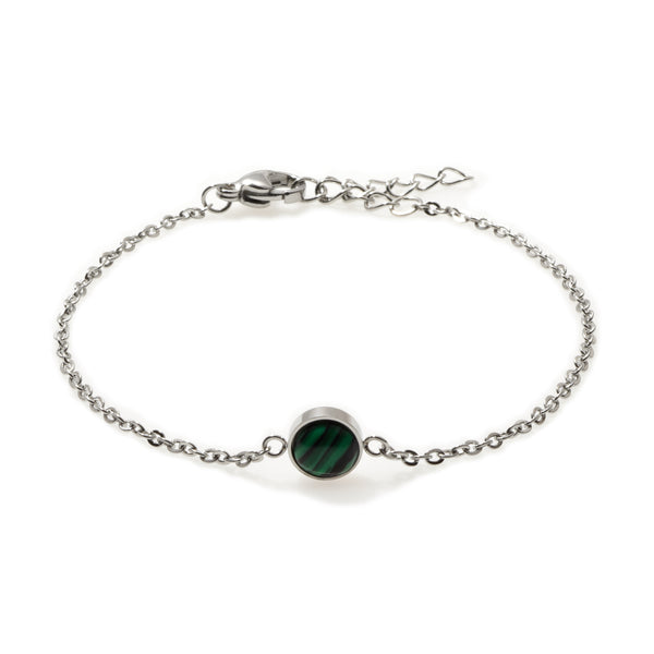 Malachite Solitaire Silver Bracelet