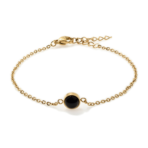 Obsidian Solitaire Gold Bracelet