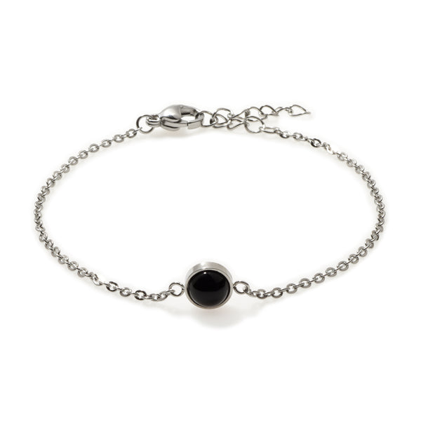 Obsidian Solitaire Silver Bracelet