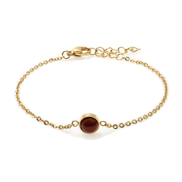 Red Jasper Solitaire Gold Bracelet