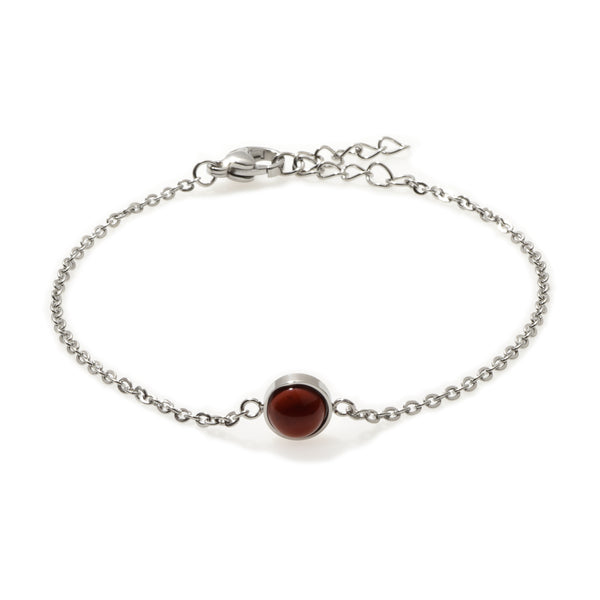 Red Jasper Solitaire Silver Bracelet