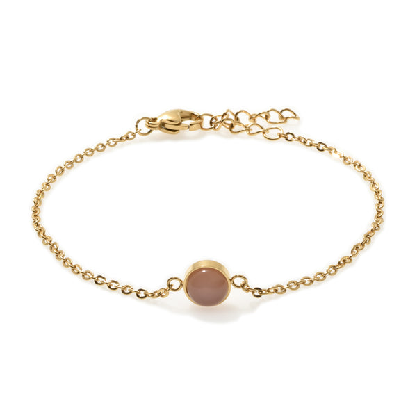 Rose Quartz Solitaire Gold Bracelet