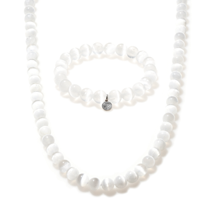 Selenite Beaded Duo