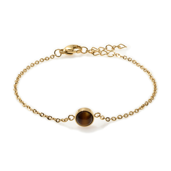 Tiger Eye Solitaire Gold Bracelet