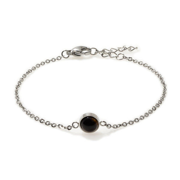 Tiger Eye Solitaire Silver Bracelet