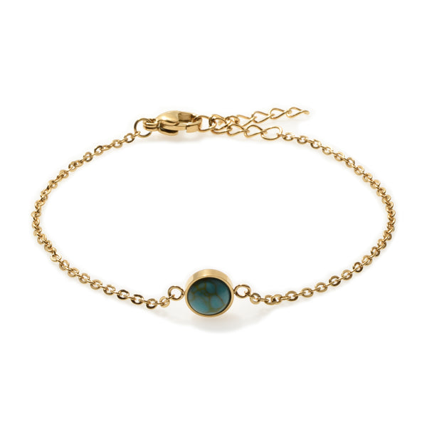 Turquoise Solitaire Gold Bracelet