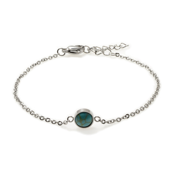 Turquoise Solitaire Silver Bracelet