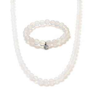 White Agate Beaded Duo