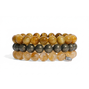 three bracelets on a white background