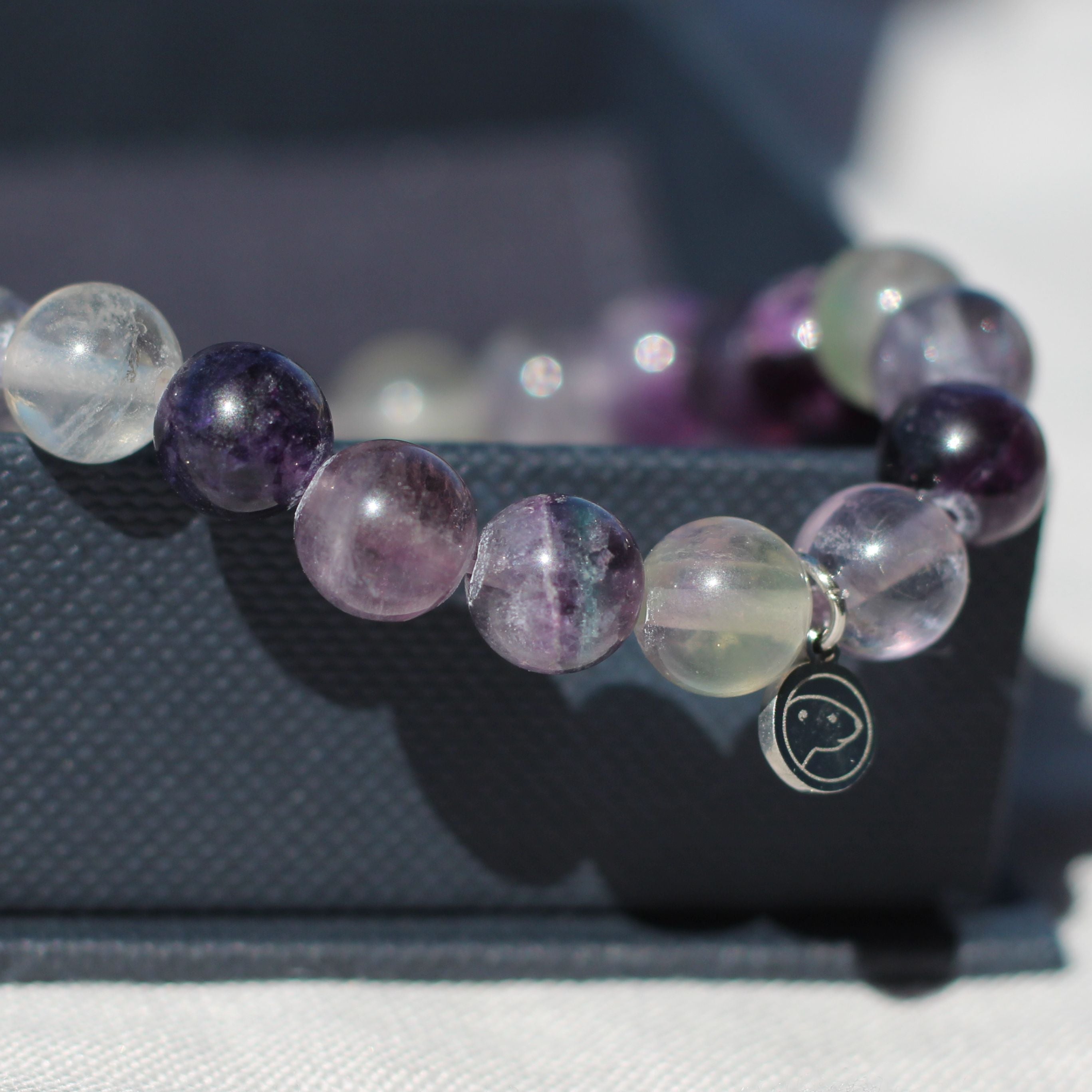 Dark, purple, lepidolite, fluorite, moonstone, AAA grade online Bracelet set.