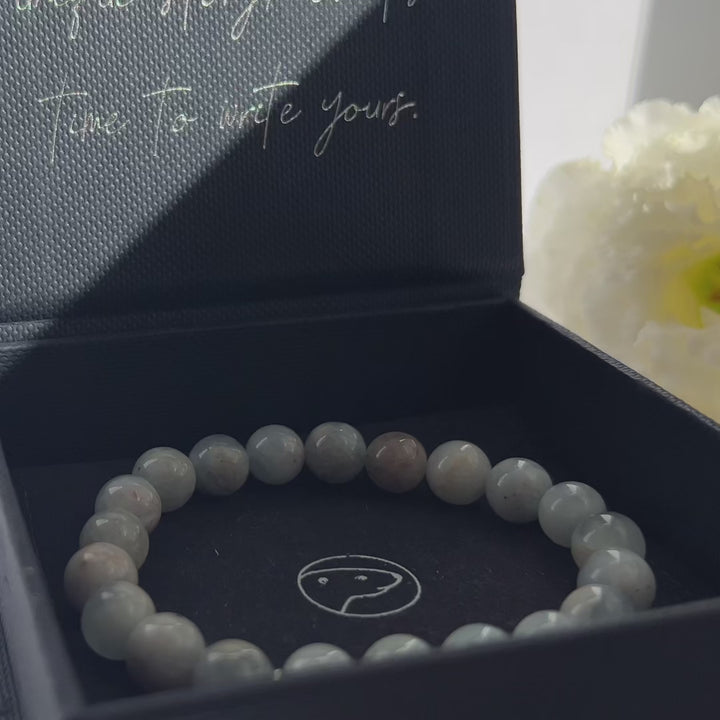 aquamarine beaded bracelet 8 mm video