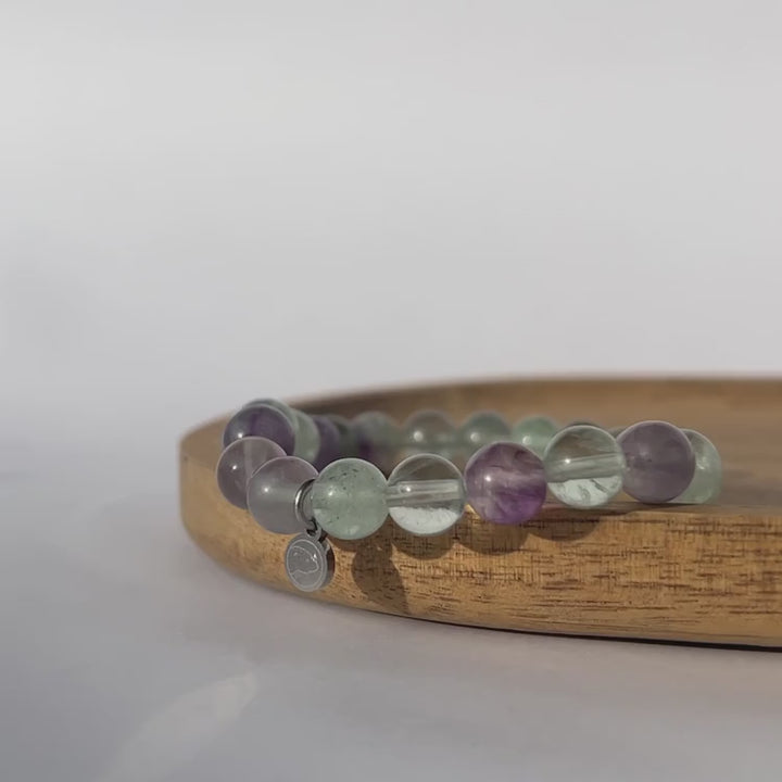  Rainbow Fluorite Bracelet, Natural Gemstone Stacking