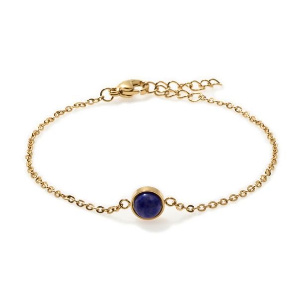 Lapis Lazuli Solitaire Gold Bracelet