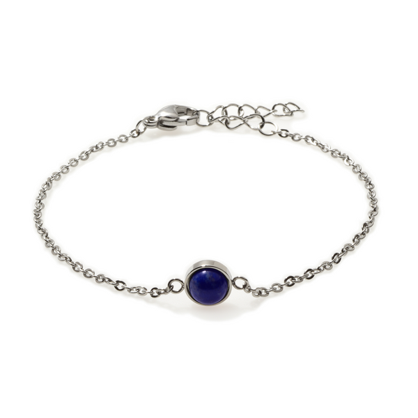 Lapis Lazuli Solitaire Silver Bracelet