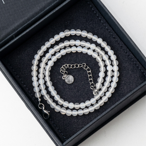 White Agate Beaded Necklace Mini